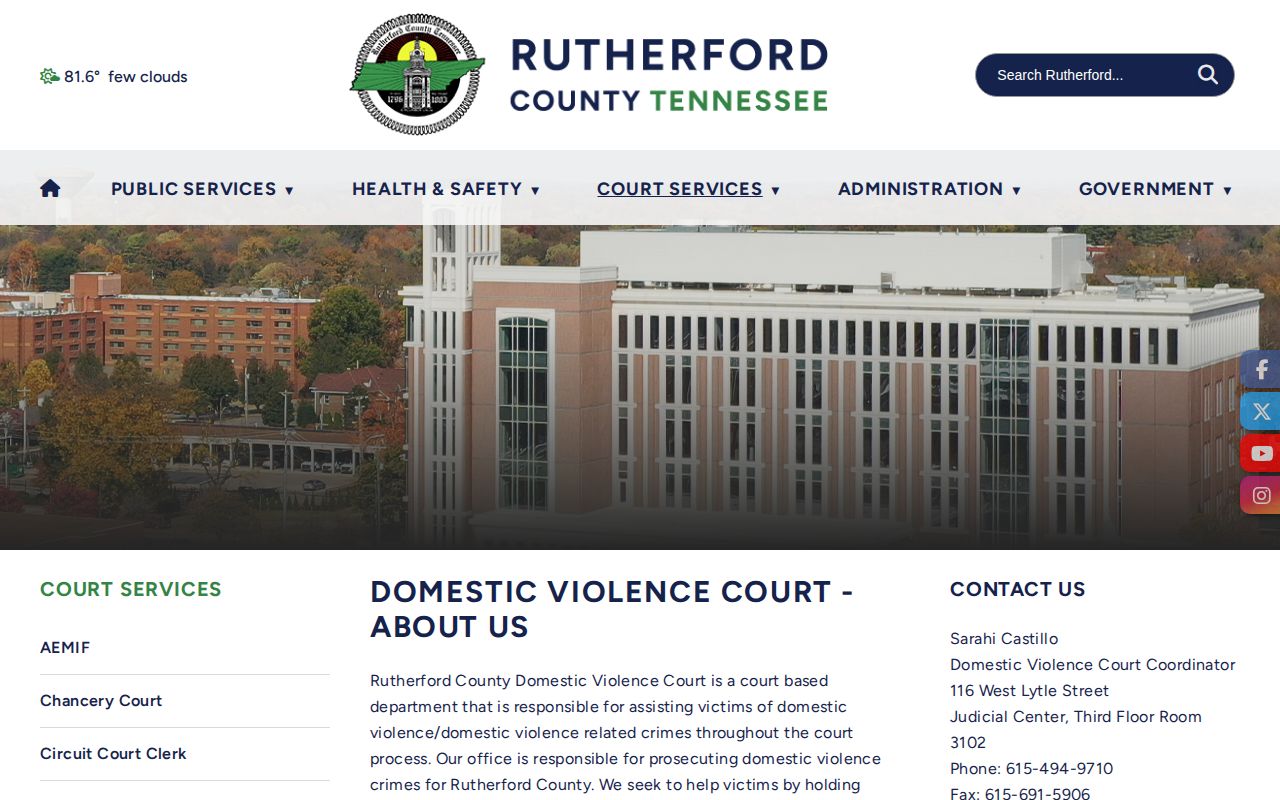 Rutherford County domestic violence arrest release notification resource