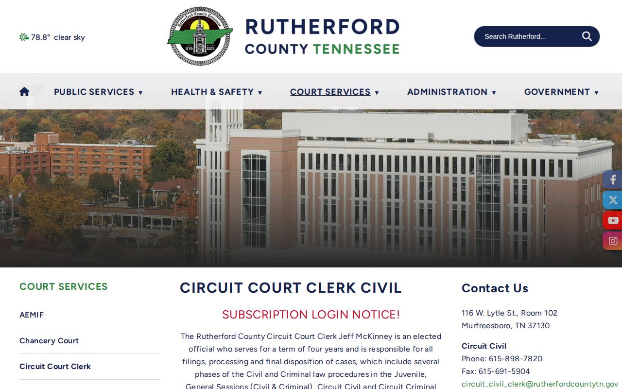 Rutherford County arrest court disposition clerk page