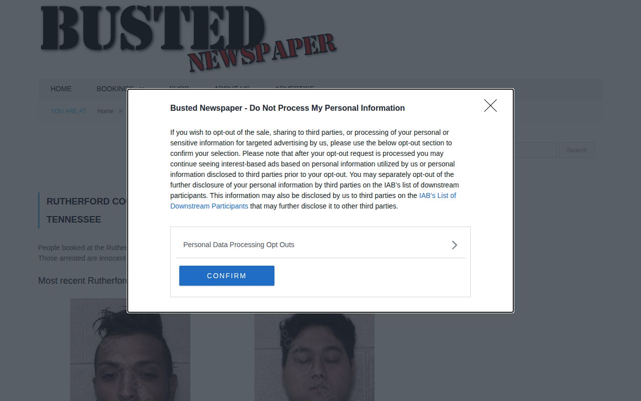 Unofficial Rutherford County arrest archive with staleness caveat