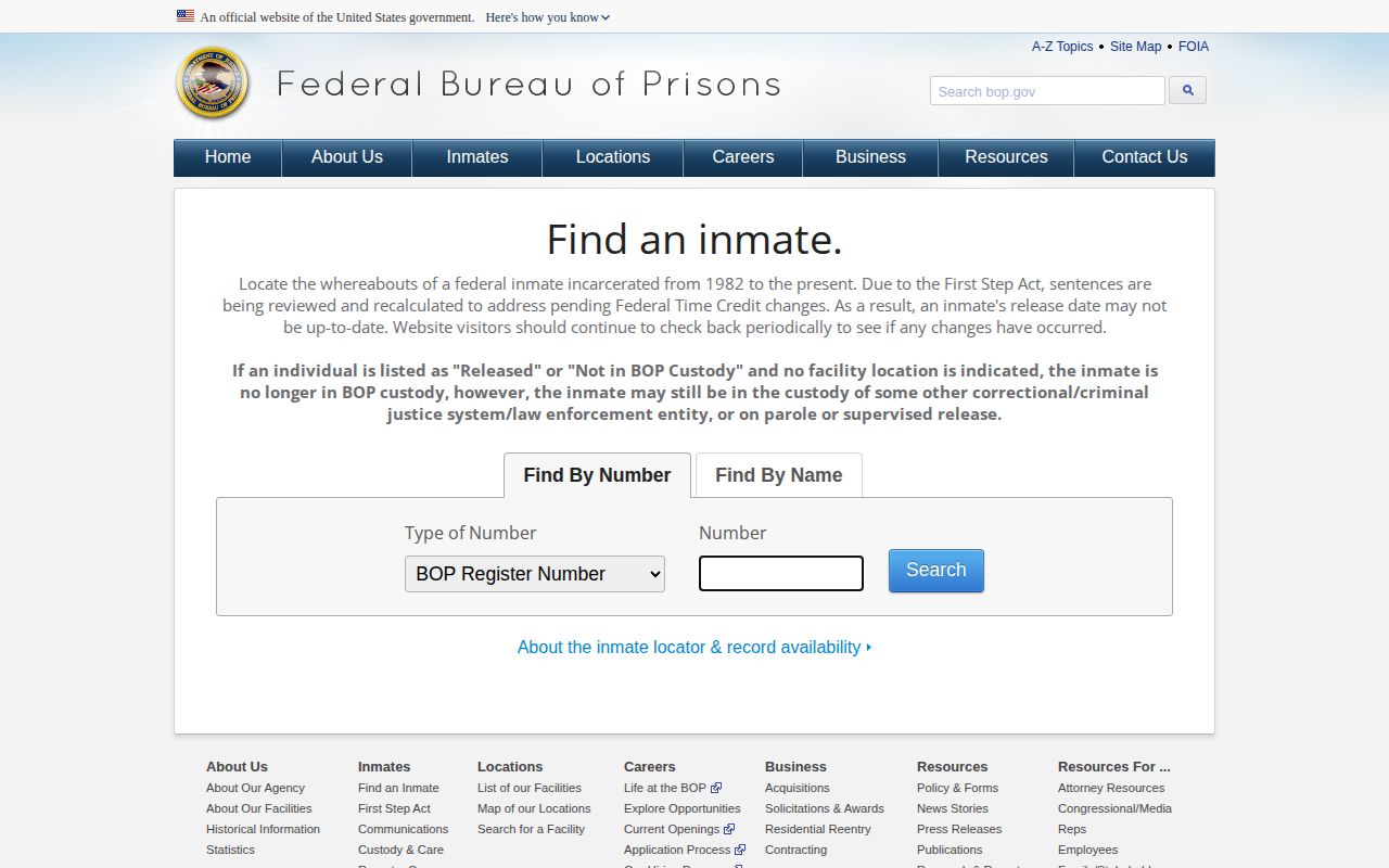 Federal custody locator after a Rutherford County arrest